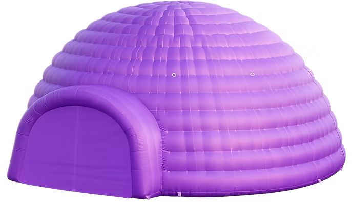 Den lila Igloon – uppblåsbart partytält Ca 90–100 m²